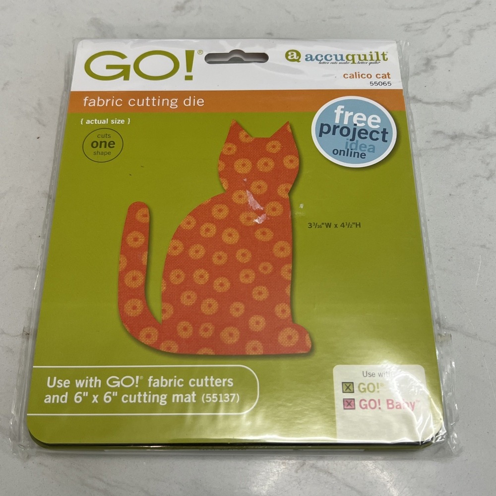 AccuQuilt GO! Calico Cat Fabric Cutting Die #55065 Quilt Applique Template